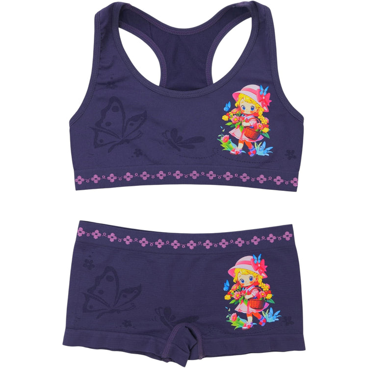 Girl's Pack of 6 Racerback Training Bras & Matching Bottoms