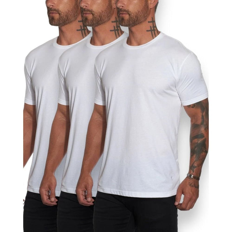 Men's Pack of 3 Classic Comfy Crew or V-Neck Cotton T-Shirt