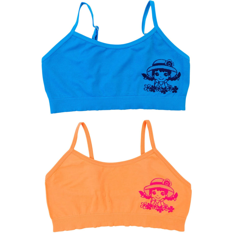 Girl’s Pack of 6 Fun Print Cami Training Bras Top Wire-Free Non-Padded - Flower Patch Kid