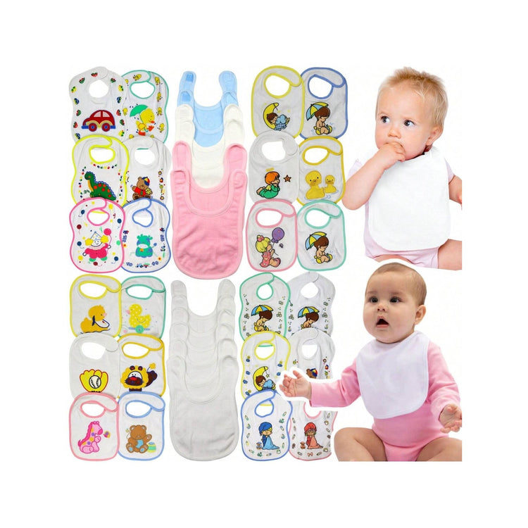 Baby's Multi-Item Pack Of Randomly Assorted Soft Cotton Self Closure Bibs