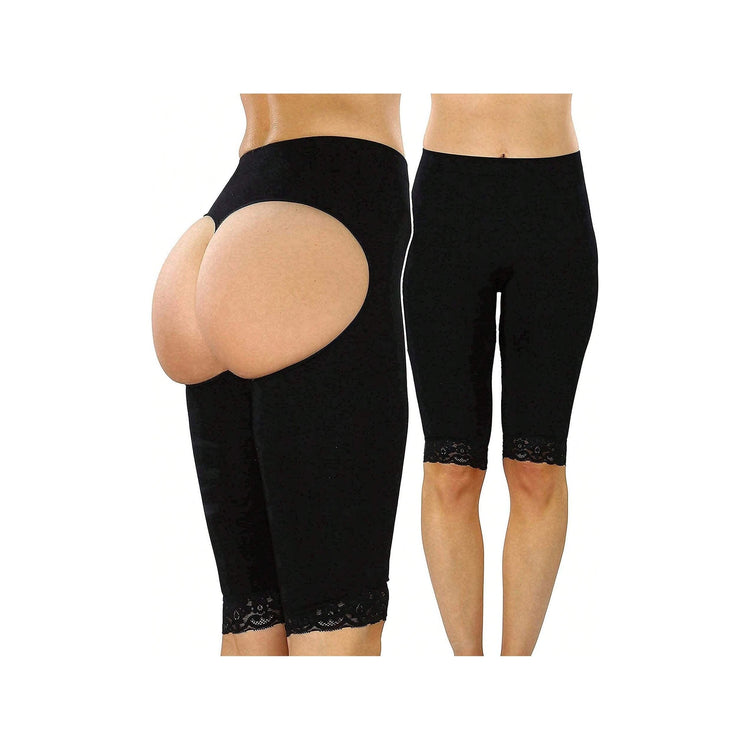 Lace Trim - Beige Women's Butt Lifter Booster Boyshort Control Shaping Shorts