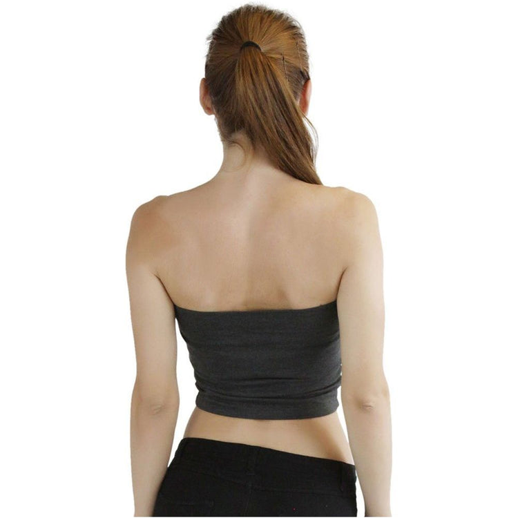 Women's Basic Cotton Blend Tube Top Bandeau with Ruched Center