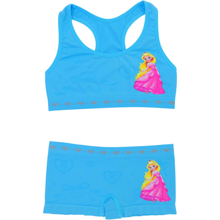 Girl's Pack of 6 Racerback Training Bras & Matching Bottoms