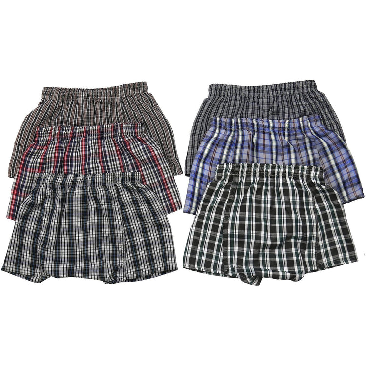 ToBeInStyle Boy's Multi-Pack Of Tartan Plaid Woven Boxer Shorts Underwear