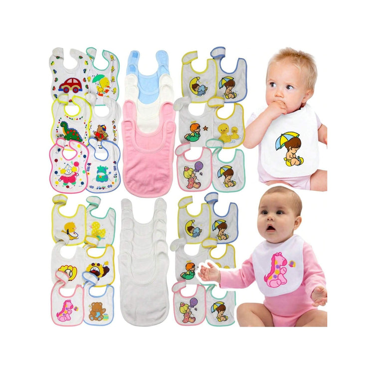 Baby's Multi-Item Pack Of Randomly Assorted Soft Cotton Self Closure Bibs