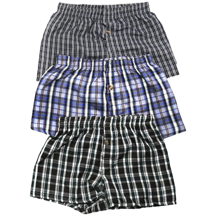 ToBeInStyle Boy's Multi-Pack Of Tartan Plaid Woven Boxer Shorts Underwear