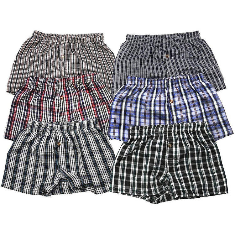 ToBeInStyle Boy's Multi-Pack Of Tartan Plaid Woven Boxer Shorts Underwear