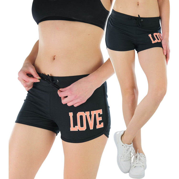 Women’s Dolphin-Hemmed Love Patch Shorts