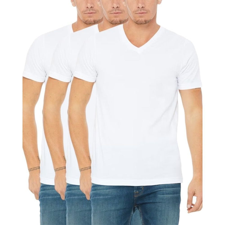 Men's Pack of 3 Classic Comfy Crew or V-Neck Cotton T-Shirt