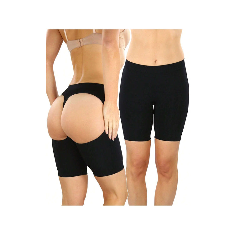 Lace Trim - Beige Women's Butt Lifter Booster Boyshort Control Shaping Shorts