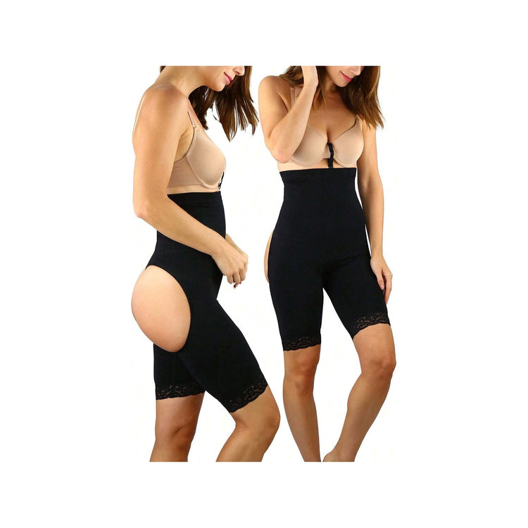 Lace Trim - Beige Women's Butt Lifter Booster Boyshort Control Shaping Shorts