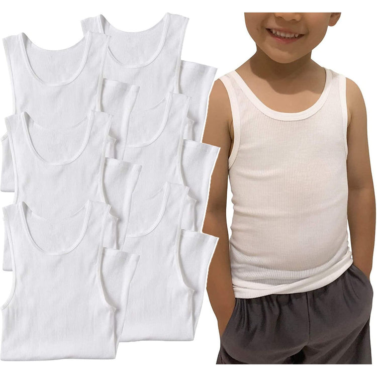 Boy's Pack of 3 or 6 Basic Cotton Blend A-Shirts
