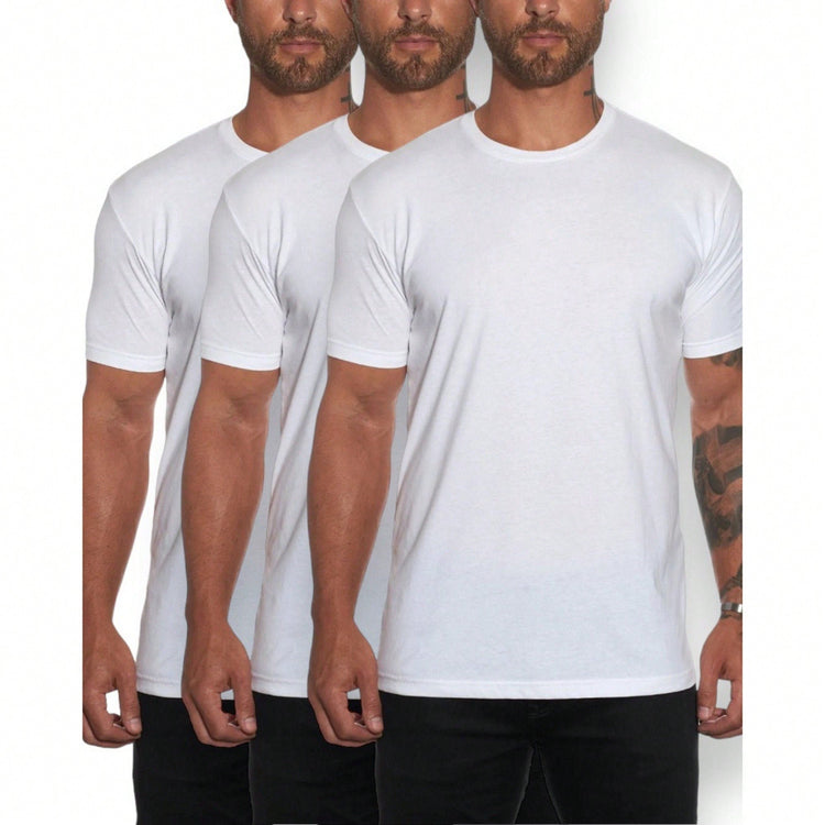 Men's Pack of 3 Classic Comfy Crew or V-Neck Cotton T-Shirt