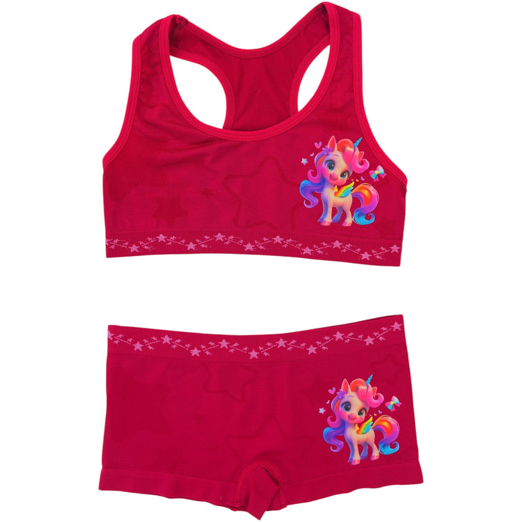Girl's Pack of 6 Racerback Training Bras & Matching Bottoms