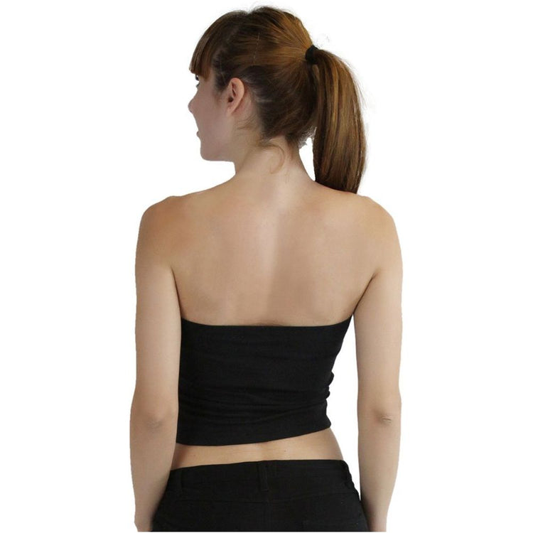 Women's Basic Cotton Blend Tube Top Bandeau with Ruched Center