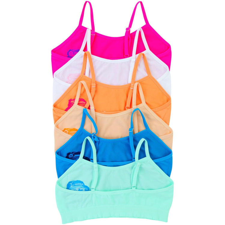 Girl’s Pack of 6 Fun Print Cami Training Bras Top Wire-Free Non-Padded - Flower Patch Kid
