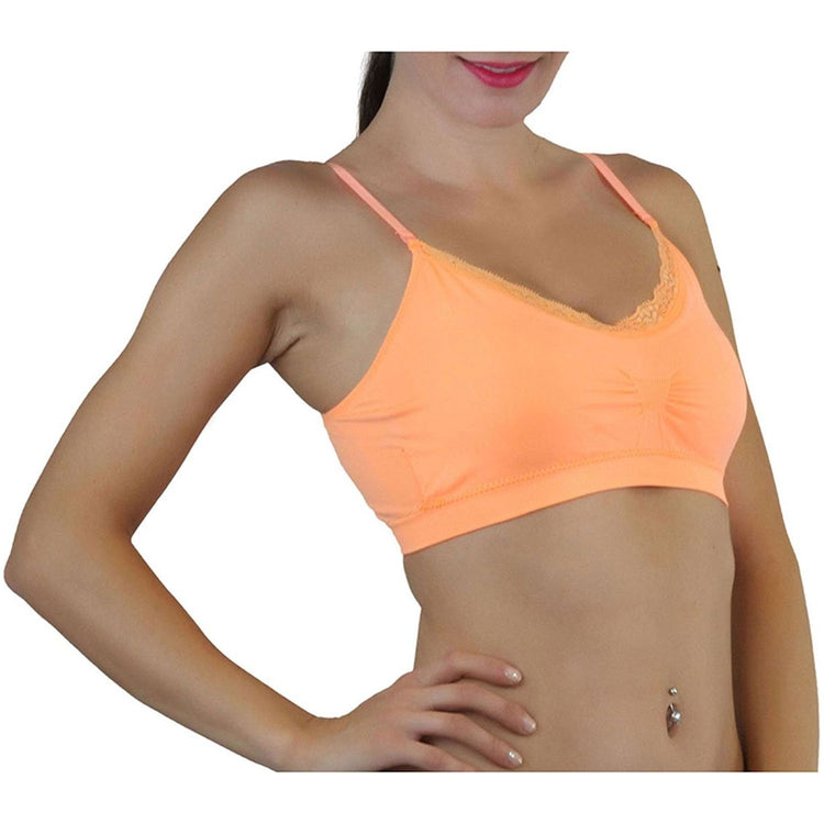 ToBeInStyle Women's Pack of 6 Nylon Wire-Free Convertible Padded Sport Bralettes