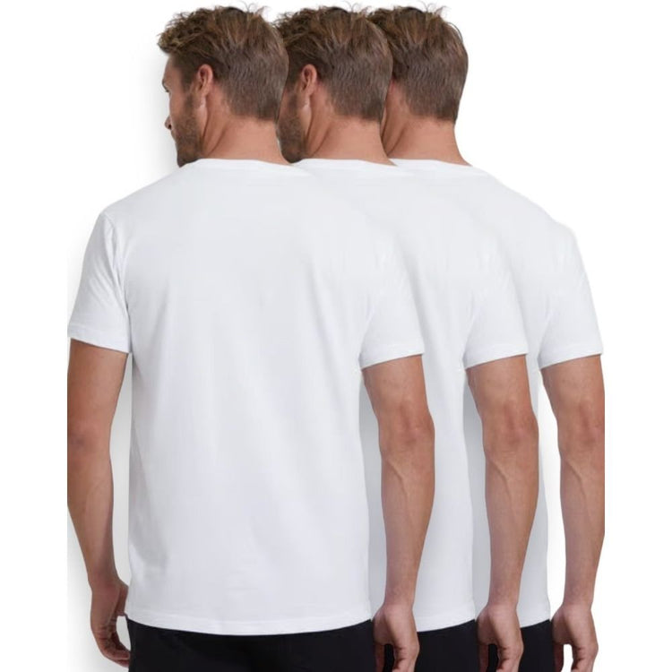 Men's Pack of 3 Classic Comfy Crew or V-Neck Cotton T-Shirt