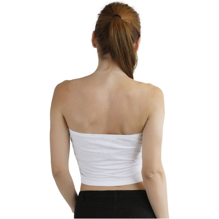 Women's Basic Cotton Blend Tube Top Bandeau with Ruched Center