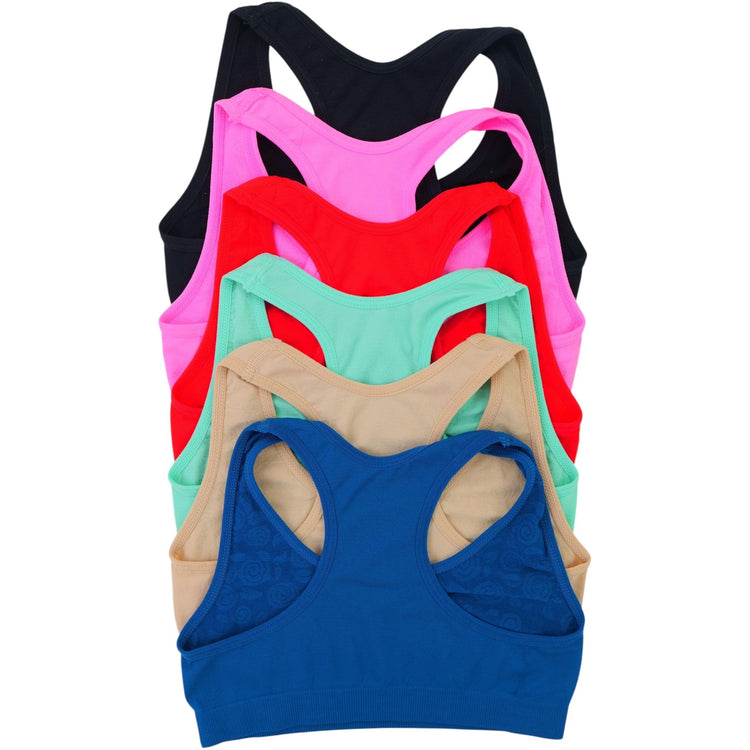 ToBeInStyle Girl’s Pack of 6 Fun Print Racerback Training Bras Top Wire-Free Non-Padded