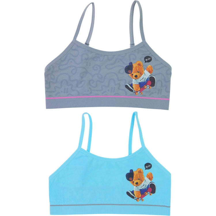 Girl’s Pack of 6 Fun Print Cami Training Bras Top Wire-Free Non-Padded - Shreddin Teddy