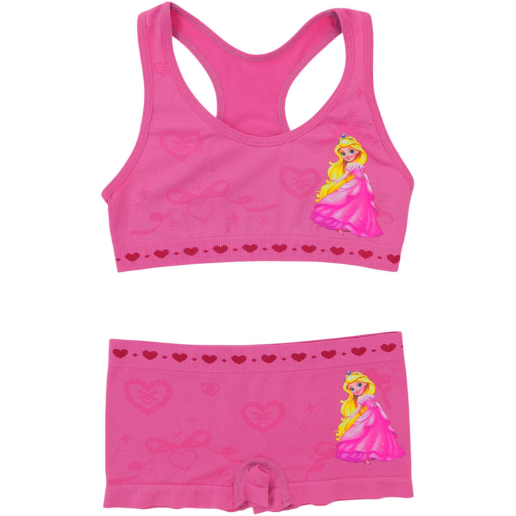 Girl's Pack of 6 Racerback Training Bras & Matching Bottoms