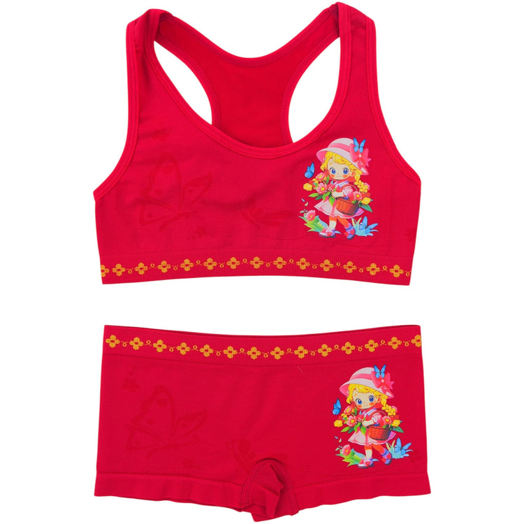 Girl's Pack of 6 Racerback Training Bras & Matching Bottoms