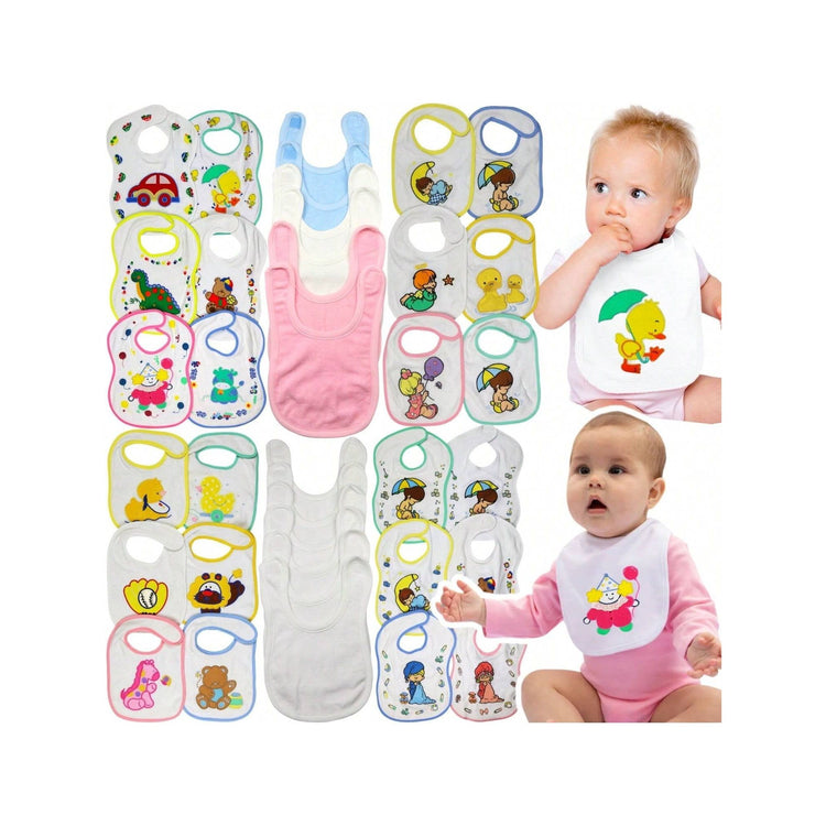 Baby's Multi-Item Pack Of Randomly Assorted Soft Cotton Self Closure Bibs
