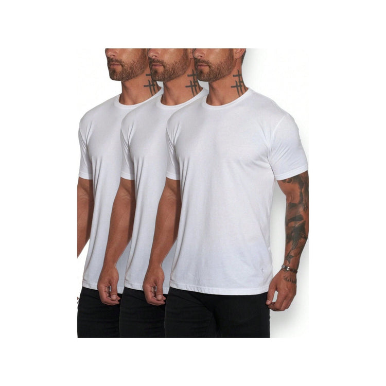 Men's Pack of 3 Classic Comfy Crew or V-Neck Cotton T-Shirt