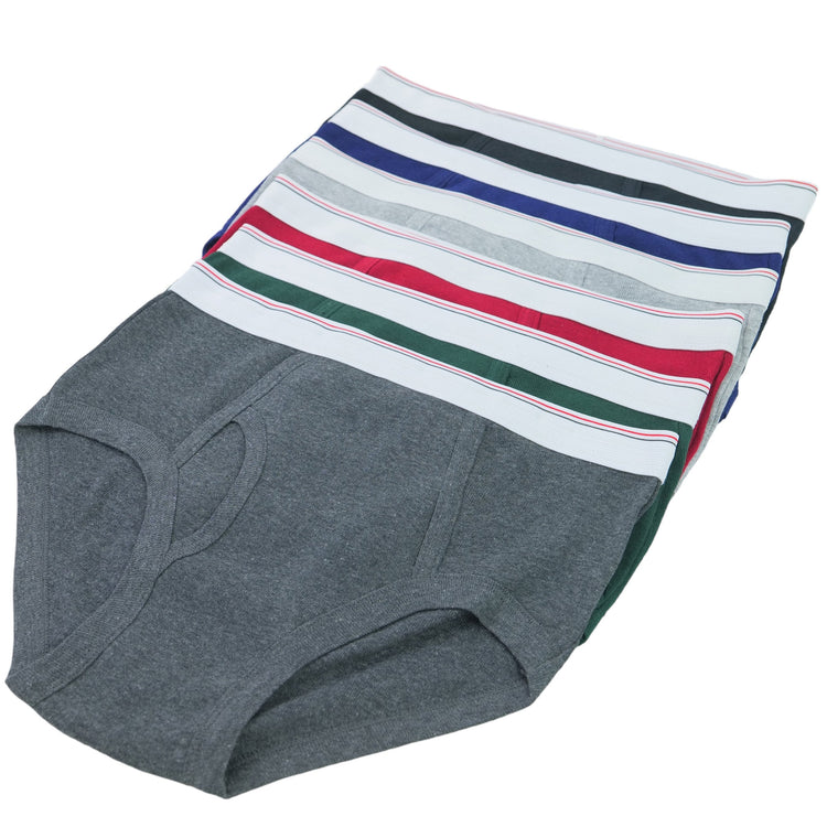 Men's Pack of 6 White Waistband Solid Print Brief Underwear