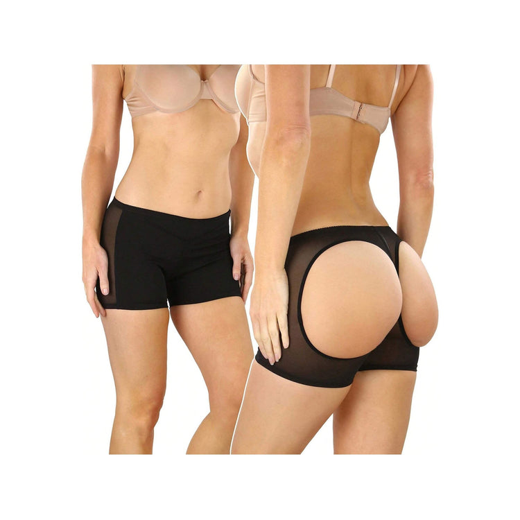 Lace Trim - Beige Women's Butt Lifter Booster Boyshort Control Shaping Shorts