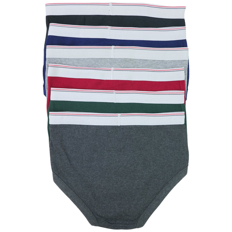 Men's Pack of 6 White Waistband Solid Print Brief Underwear