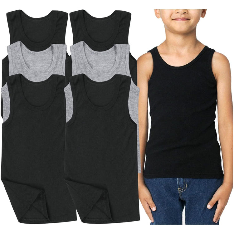 Boy's Pack of 3 or 6 Basic Cotton Blend A-Shirts