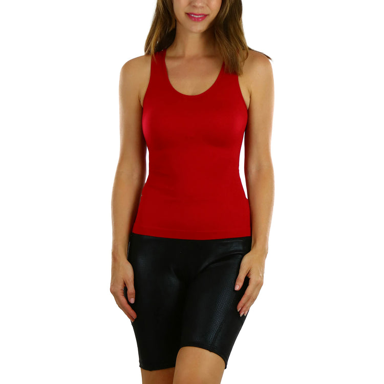 Women's Wide Strap Racerback Form Fitting Tank Top