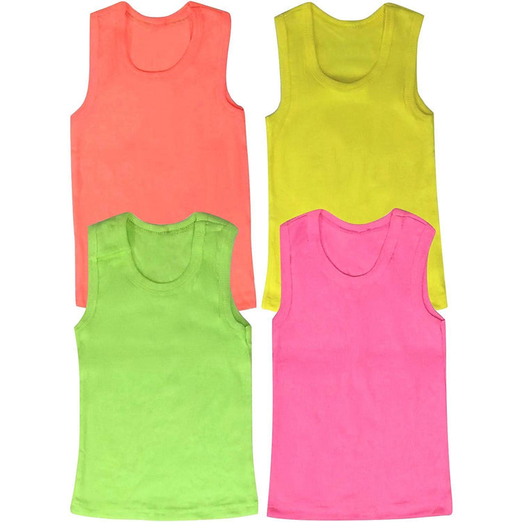 ToBeInStyle Girl's 4 Pack Ruffle Hem Cotton Tank Tops