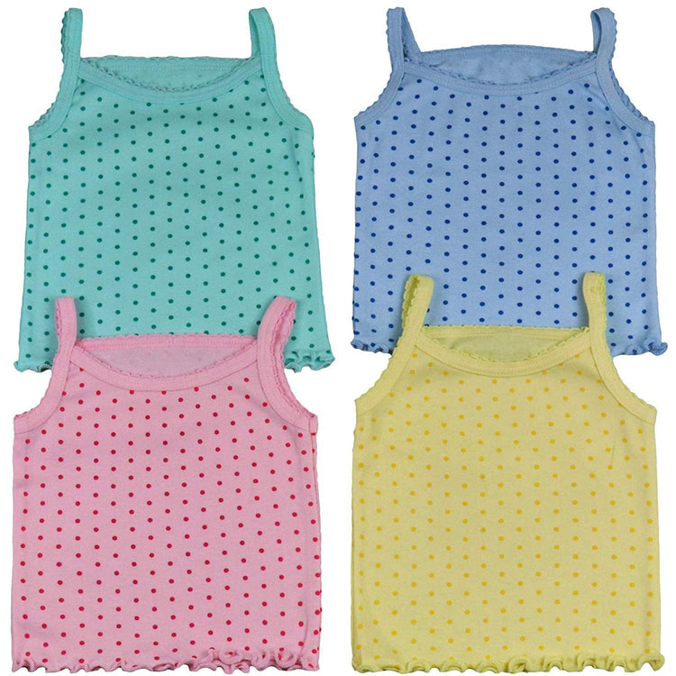 ToBeInStyle Girl's 4 Pack Ruffle Hem Spaghetti Strap Tank Tops