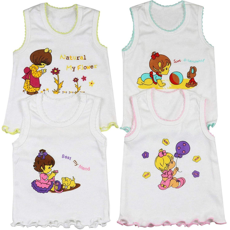 ToBeInStyle Girl's 4 Pack Ruffle Hem Cotton Tank Tops