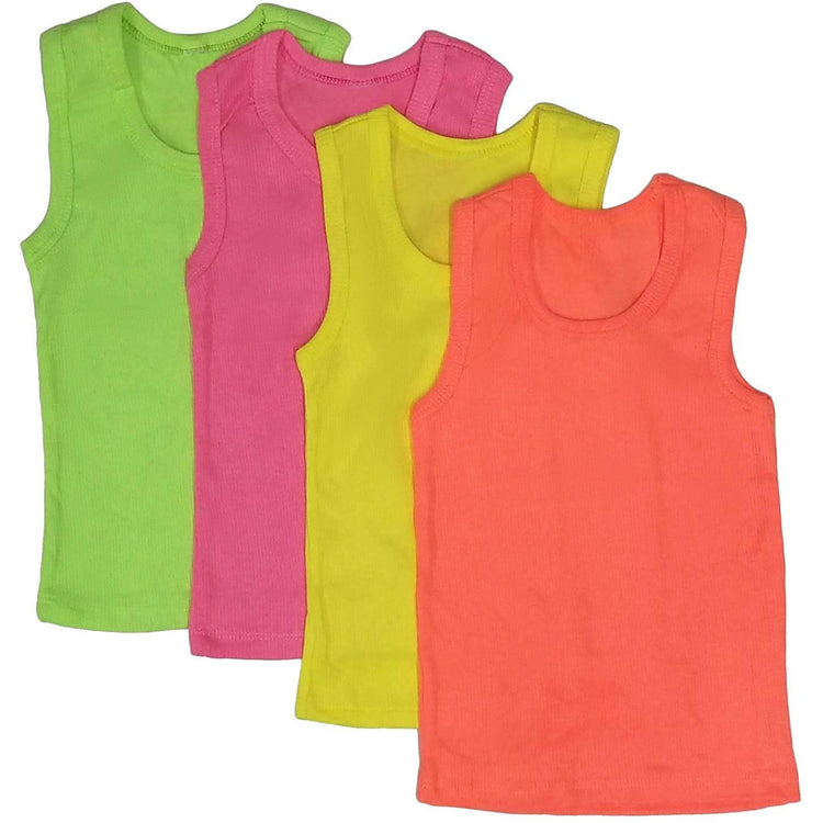 ToBeInStyle Girl's 4 Pack Ruffle Hem Cotton Tank Tops