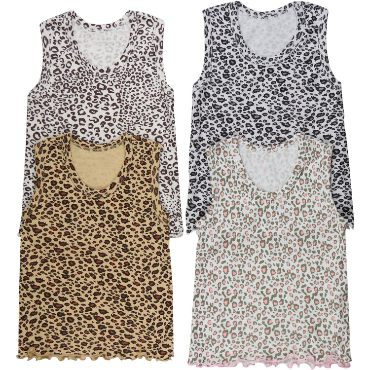 ToBeInStyle Girl's 4 Pack Ruffle Hem Cotton Tank Tops