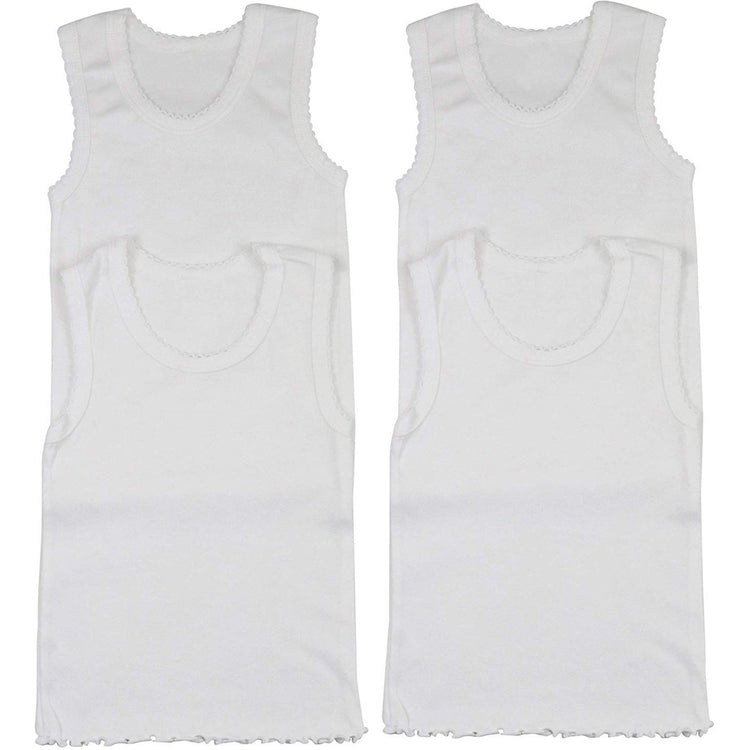 ToBeInStyle Girl's 4 Pack Ruffle Hem Cotton Tank Tops