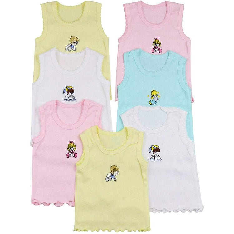 ToBeInStyle Girl's 4 Pack Ruffle Hem Cotton Tank Tops