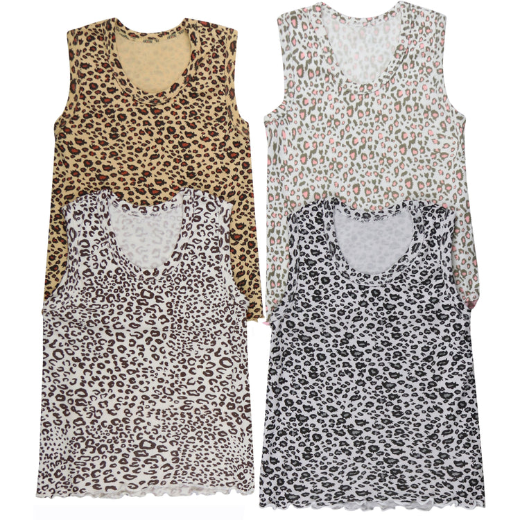 ToBeInStyle Girl's 4 Pack Ruffle Hem Cotton Tank Tops
