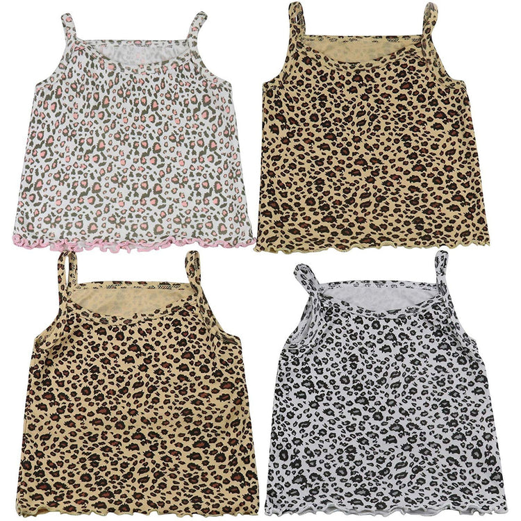 ToBeInStyle Girl's 4 Pack Ruffle Hem Spaghetti Strap Tank Tops