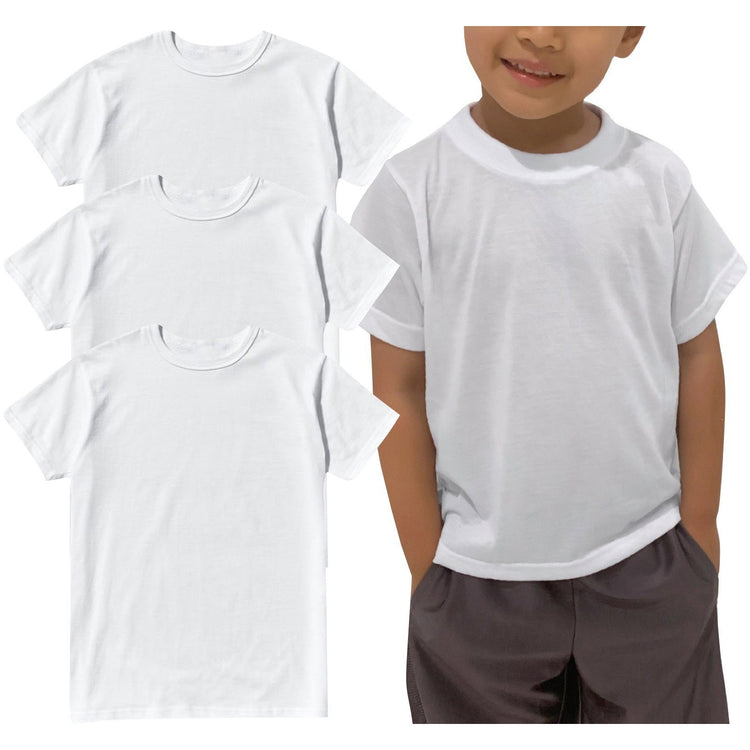 Boy's 3 or 6 Pack Classic White Cotton Blend T-Shirts
