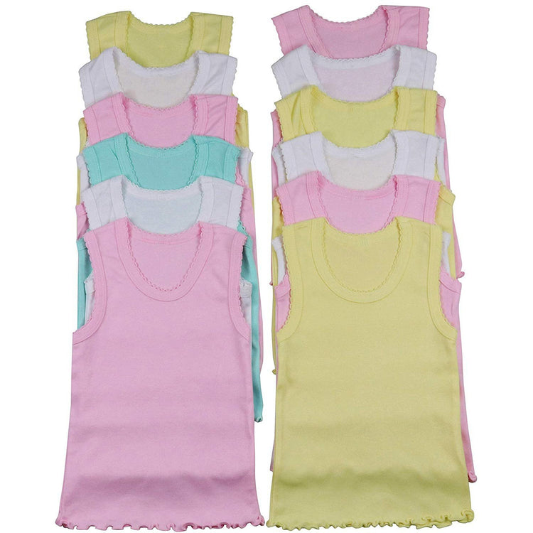 ToBeInStyle Girl's 4 Pack Ruffle Hem Cotton Tank Tops
