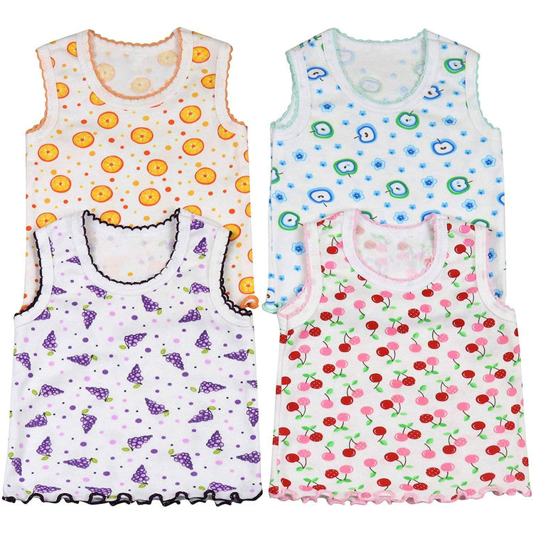 ToBeInStyle Girl's 4 Pack Ruffle Hem Cotton Tank Tops