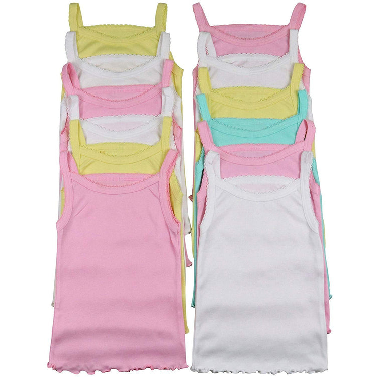 ToBeInStyle Girl's 4 Pack Ruffle Hem Spaghetti Strap Tank Tops