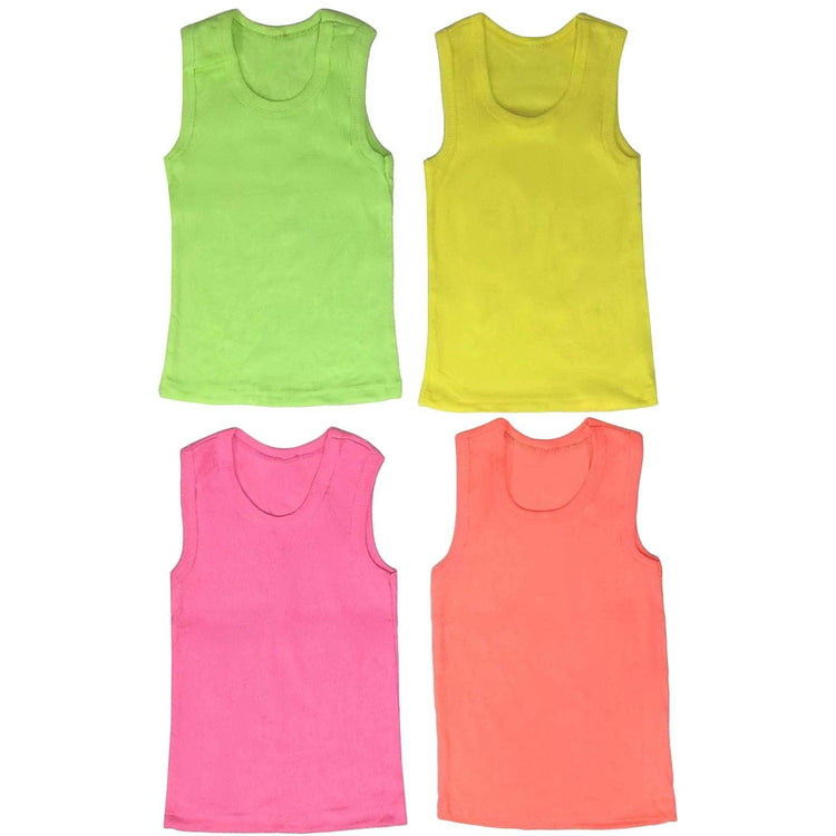 ToBeInStyle Girl's 4 Pack Ruffle Hem Cotton Tank Tops