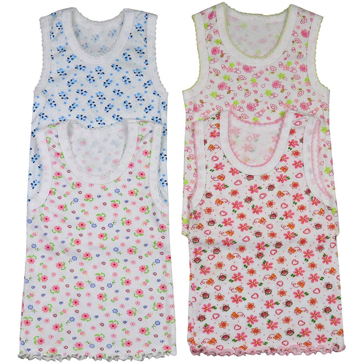 ToBeInStyle Girl's 4 Pack Ruffle Hem Cotton Tank Tops