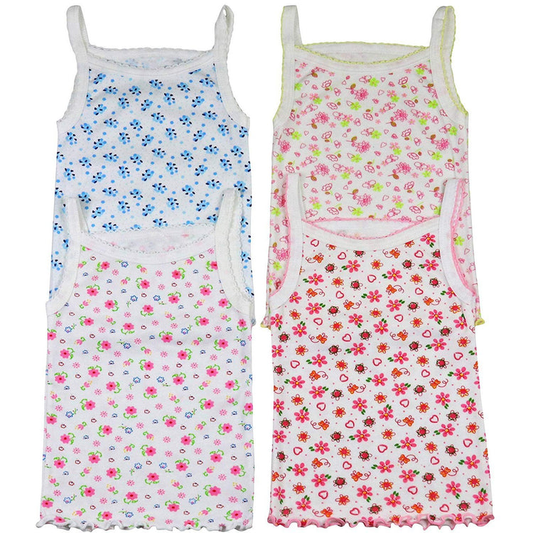 ToBeInStyle Girl's 4 Pack Ruffle Hem Spaghetti Strap Tank Tops
